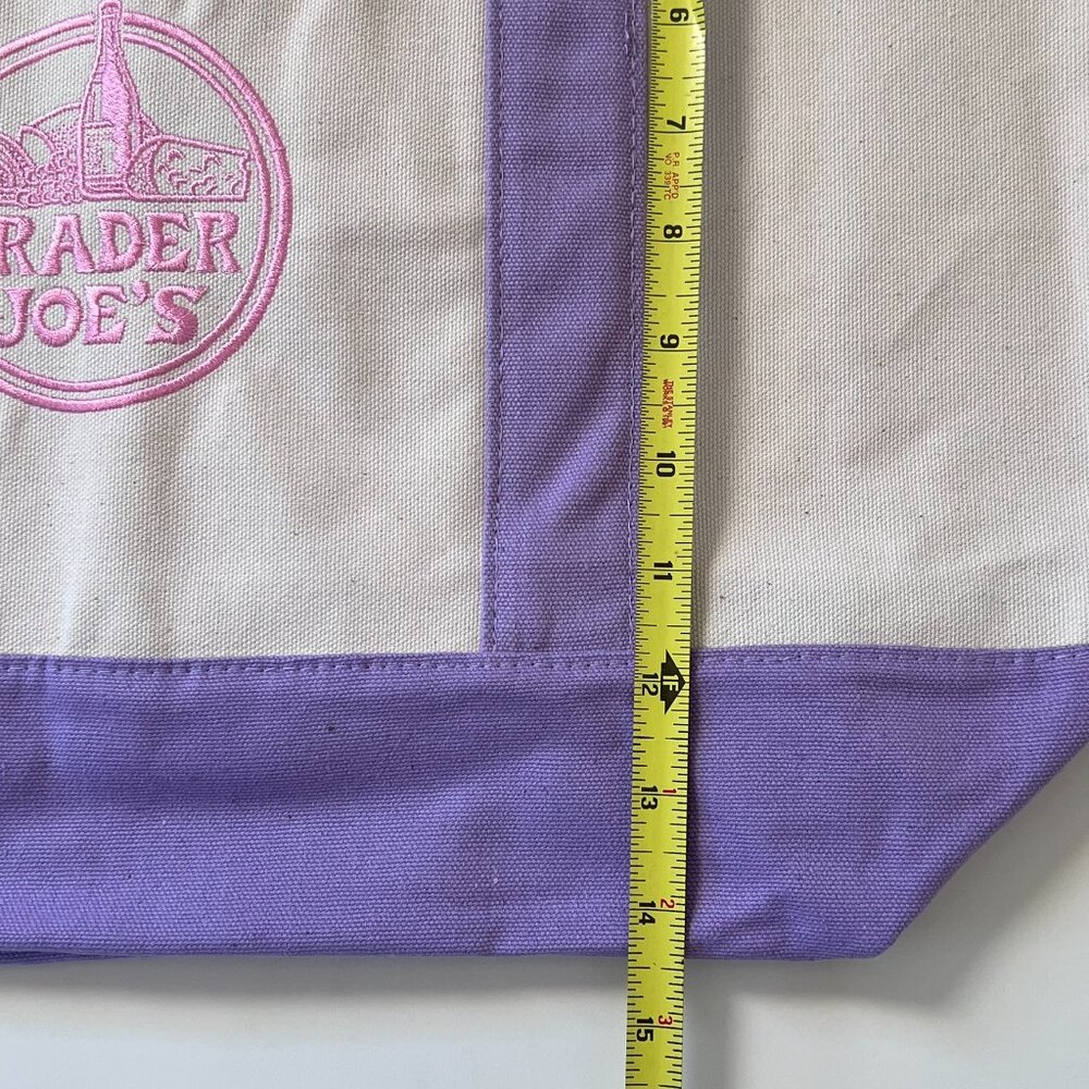 Trader Joe's 2026 Large Pastel Spring Canvas Tote Bag Lavender - Limited Edition - Picture 6 of 7